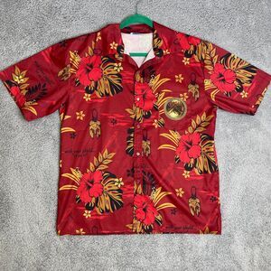 Hawaiian Shirt Mens Medium Red Aloha Button Up Apparel Stuff Short Sleeve